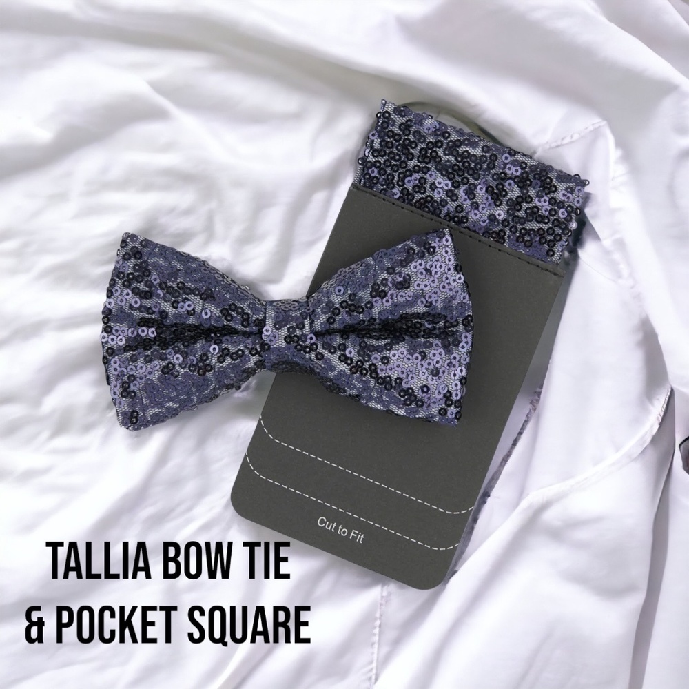 Tallia Sequins Bow Tie & Pocket Navy